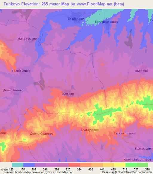 Tunkovo,Bulgaria Elevation Map