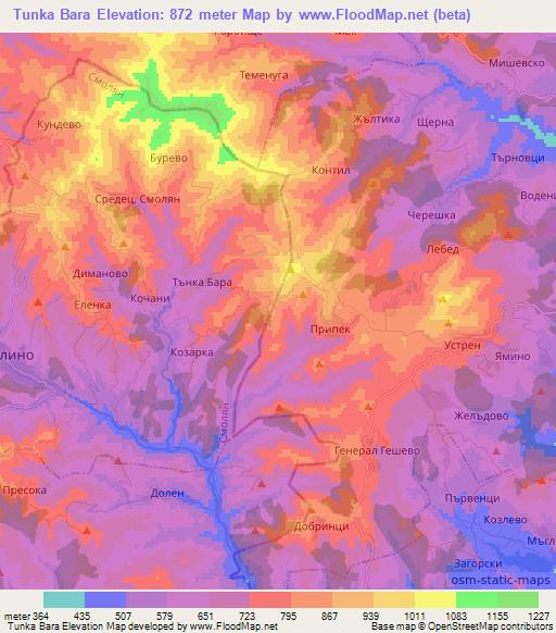 Tunka Bara,Bulgaria Elevation Map
