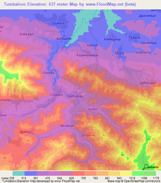 Tumbalovo,Bulgaria Elevation Map