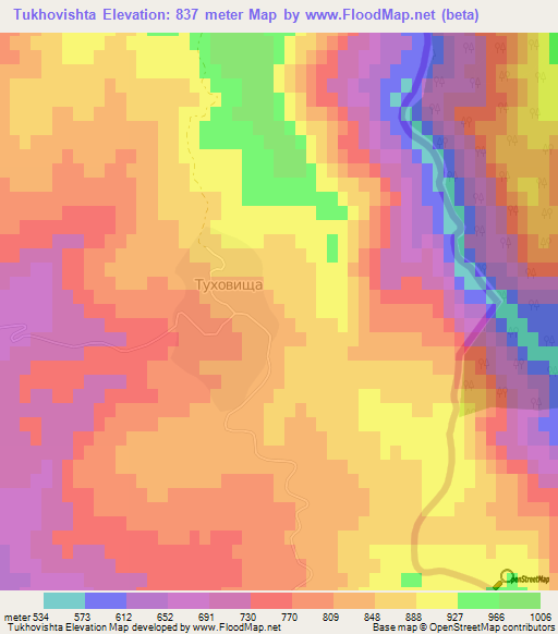 Tukhovishta,Bulgaria Elevation Map