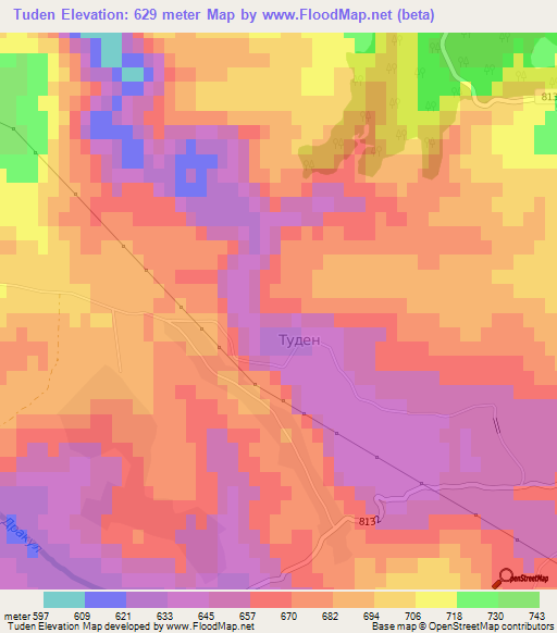 Tuden,Bulgaria Elevation Map