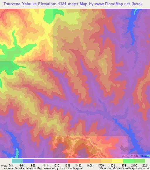 Tsurvena Yabulka,Bulgaria Elevation Map
