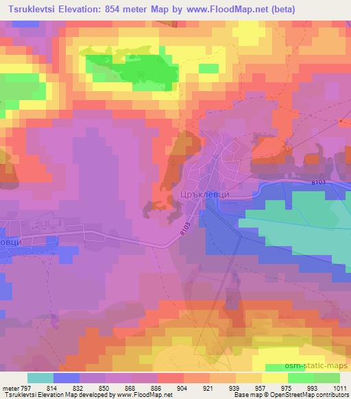 Tsruklevtsi,Bulgaria Elevation Map