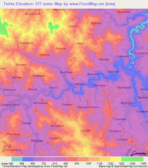Tsirka,Bulgaria Elevation Map