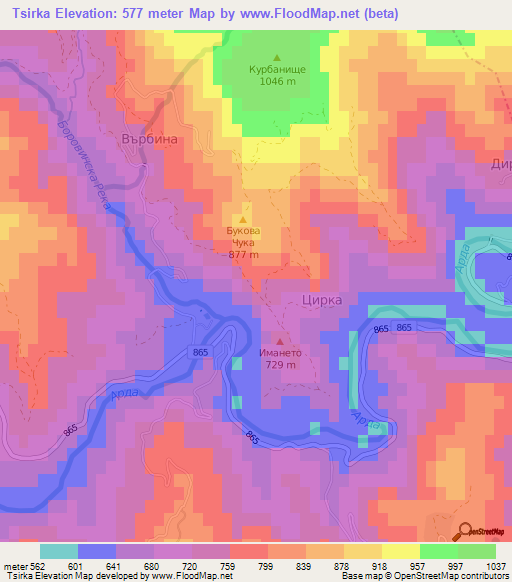 Tsirka,Bulgaria Elevation Map
