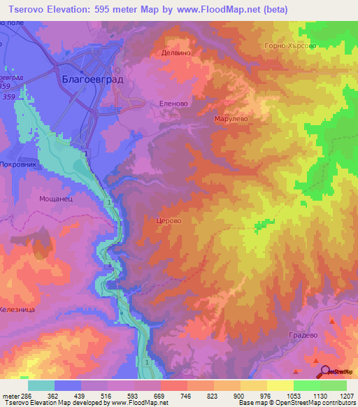 Tserovo,Bulgaria Elevation Map