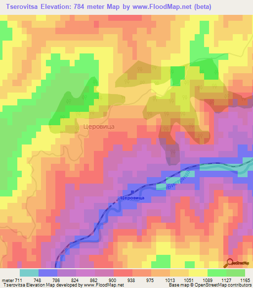 Tserovitsa,Bulgaria Elevation Map