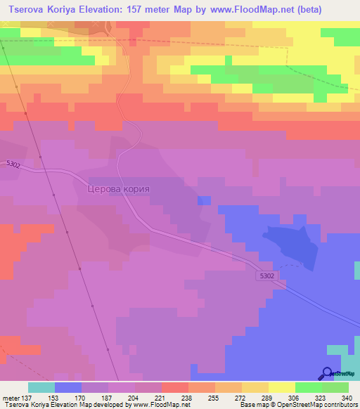 Tserova Koriya,Bulgaria Elevation Map
