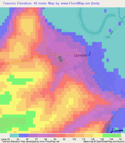 Tsenovo,Bulgaria Elevation Map