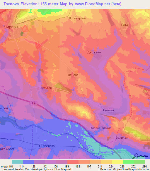 Tsenovo,Bulgaria Elevation Map