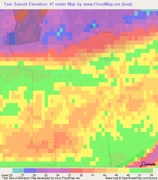 Tsar Samuil,Bulgaria Elevation Map