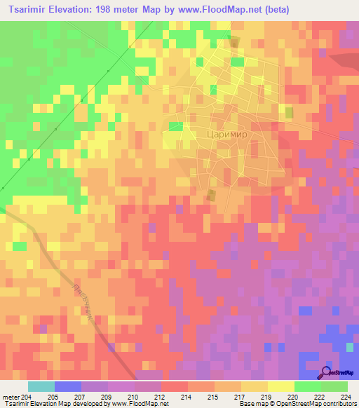 Tsarimir,Bulgaria Elevation Map