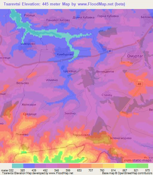 Tsarevtsi,Bulgaria Elevation Map