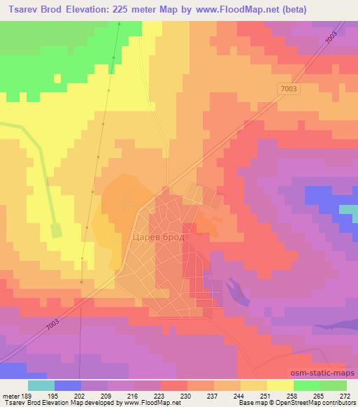 Tsarev Brod,Bulgaria Elevation Map