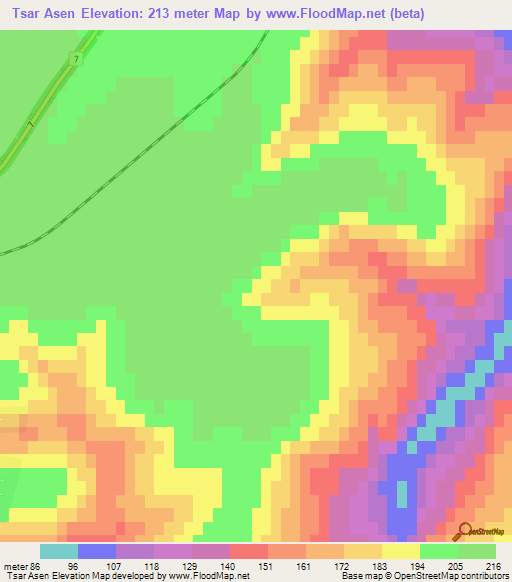 Tsar Asen,Bulgaria Elevation Map