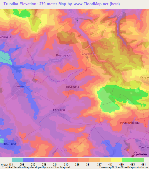 Trustika,Bulgaria Elevation Map