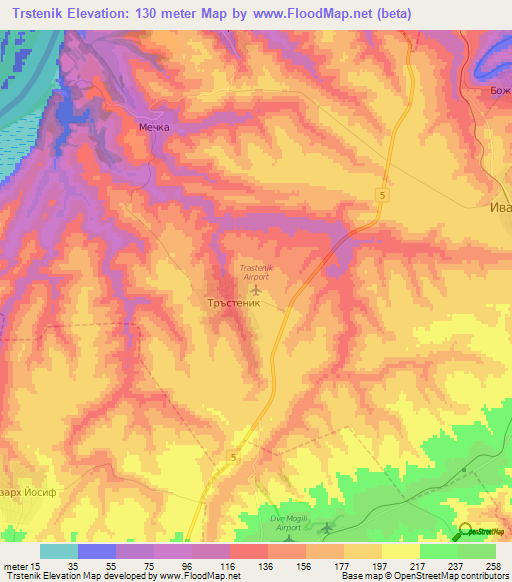 Trstenik,Bulgaria Elevation Map
