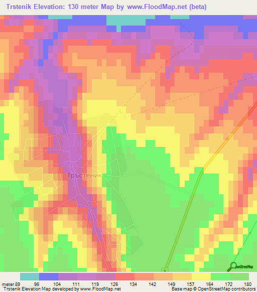 Trstenik,Bulgaria Elevation Map