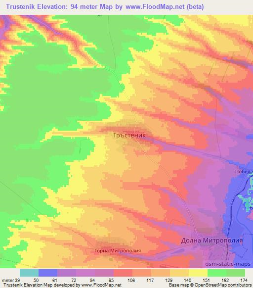 Trustenik,Bulgaria Elevation Map