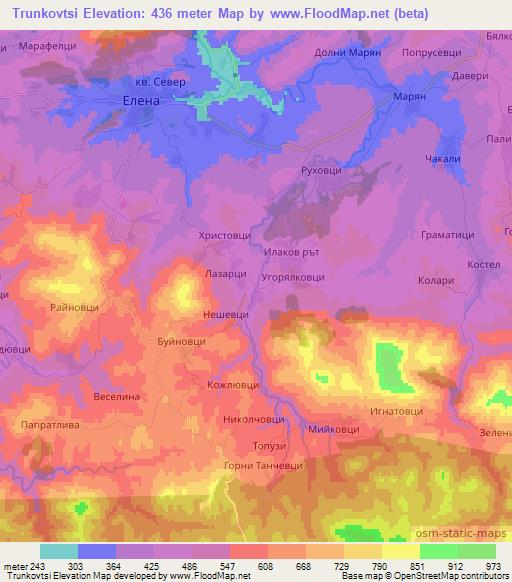 Trunkovtsi,Bulgaria Elevation Map