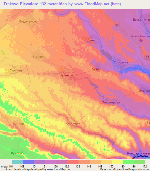 Trnkovo,Bulgaria Elevation Map