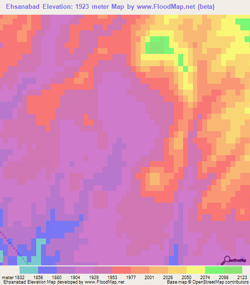 Ehsanabad,Iran Elevation Map
