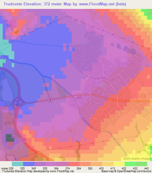 Trudovets,Bulgaria Elevation Map