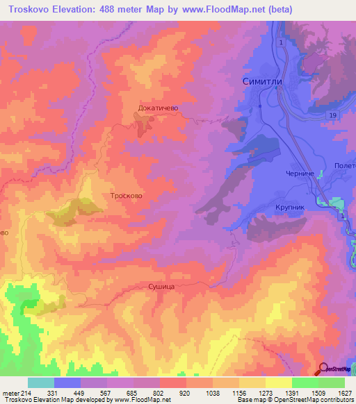 Troskovo,Bulgaria Elevation Map