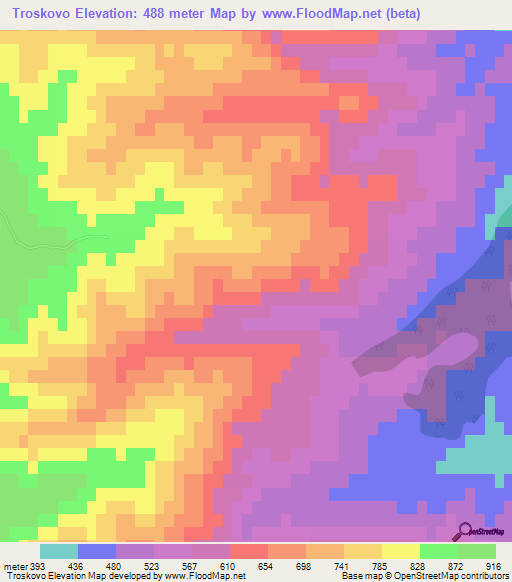 Troskovo,Bulgaria Elevation Map