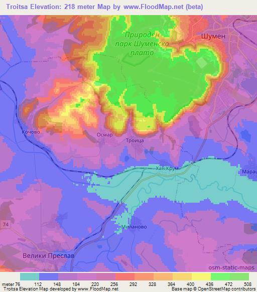 Troitsa,Bulgaria Elevation Map