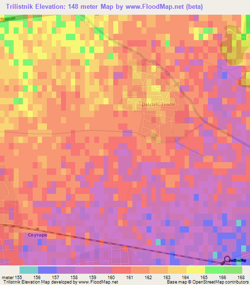 Trilistnik,Bulgaria Elevation Map