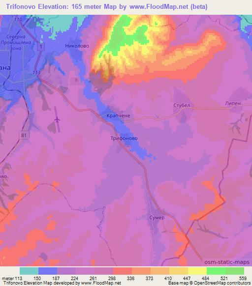 Trifonovo,Bulgaria Elevation Map