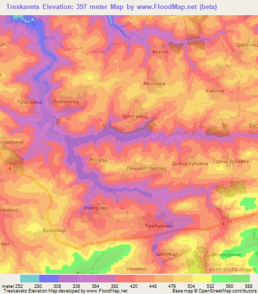 Treskavets,Bulgaria Elevation Map