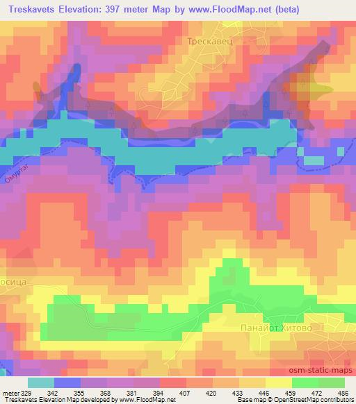 Treskavets,Bulgaria Elevation Map