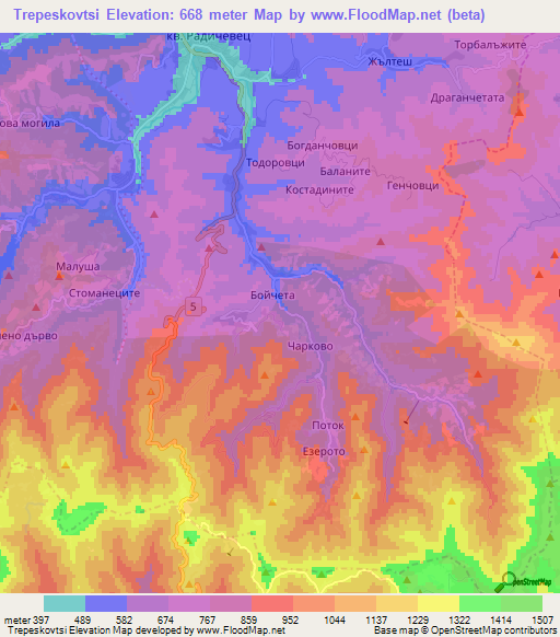Trepeskovtsi,Bulgaria Elevation Map