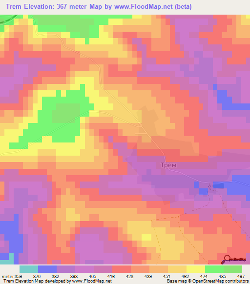 Trem,Bulgaria Elevation Map