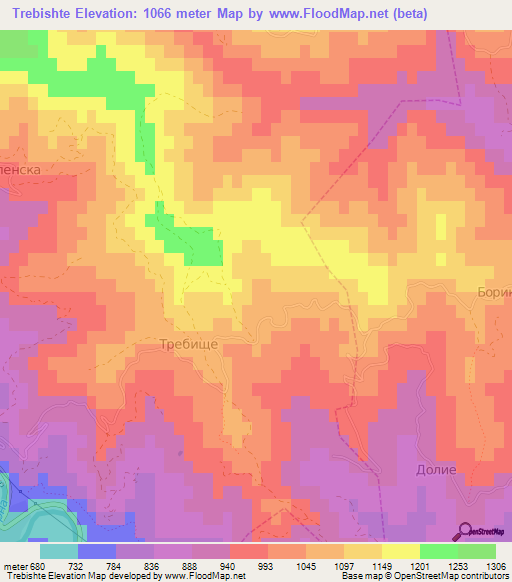 Trebishte,Bulgaria Elevation Map