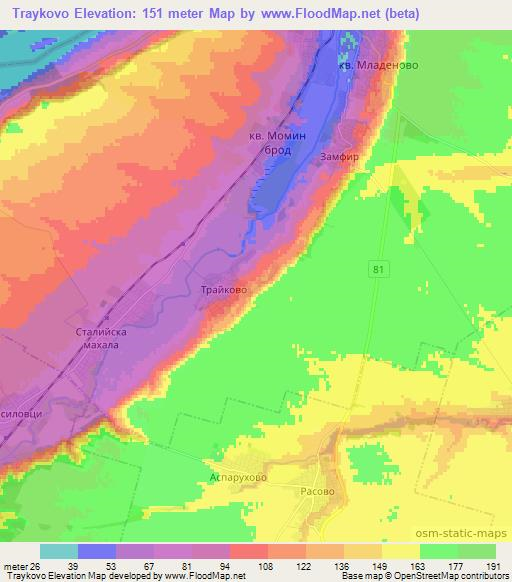 Traykovo,Bulgaria Elevation Map