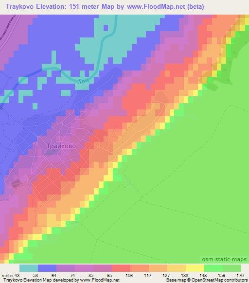 Traykovo,Bulgaria Elevation Map