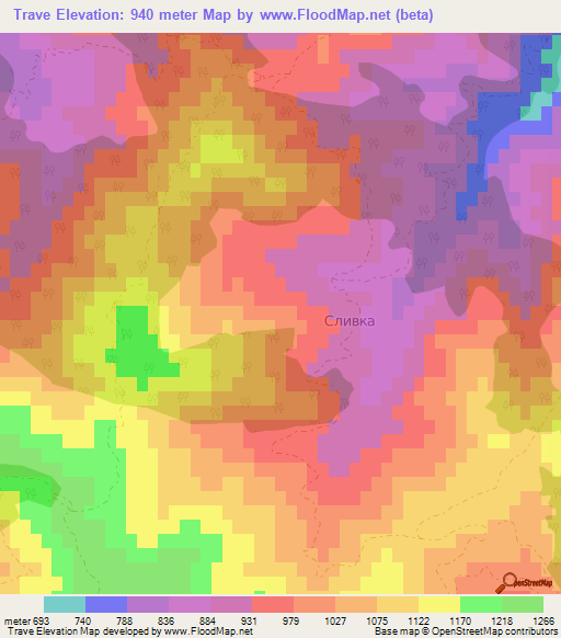 Trave,Bulgaria Elevation Map