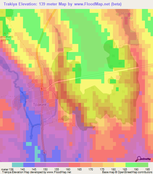 Trakiya,Bulgaria Elevation Map
