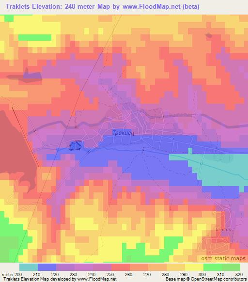 Trakiets,Bulgaria Elevation Map