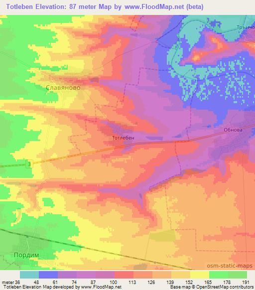 Totleben,Bulgaria Elevation Map