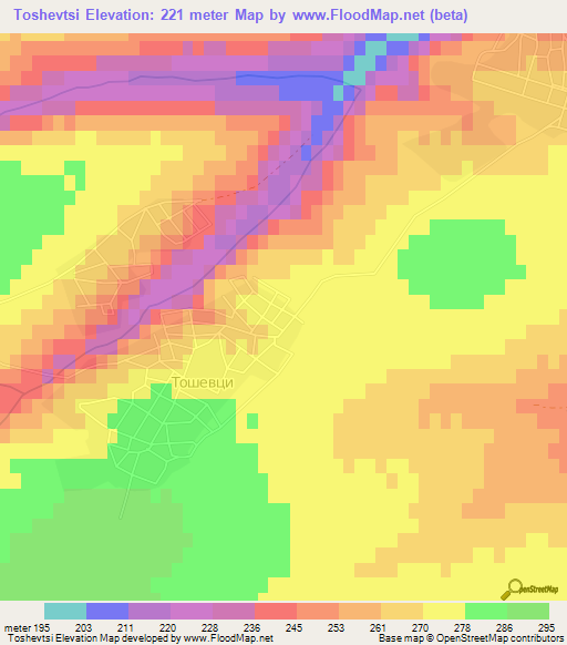 Toshevtsi,Bulgaria Elevation Map