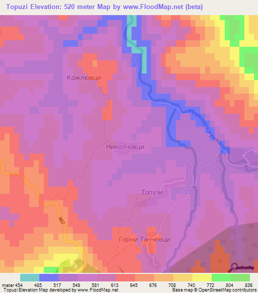 Topuzi,Bulgaria Elevation Map
