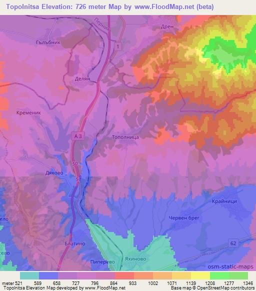 Topolnitsa,Bulgaria Elevation Map