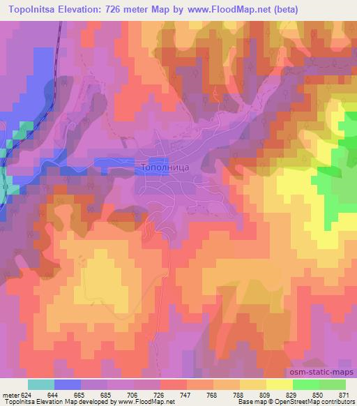 Topolnitsa,Bulgaria Elevation Map