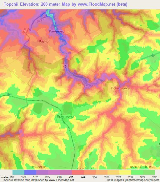 Topchii,Bulgaria Elevation Map