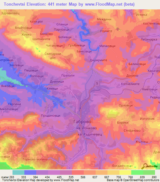 Tonchevtsi,Bulgaria Elevation Map