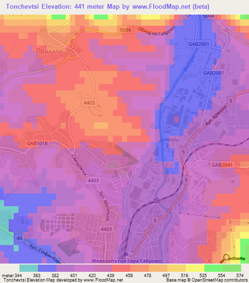 Tonchevtsi,Bulgaria Elevation Map